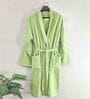 Green Solid Cotton Unisex Bath Robe (L)