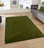 Green Wool Solid 3 x 5 Feet Hand Tufted Carpet