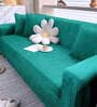 Green Solid Jacquard 2 Seater Stretchable Sofa Cover