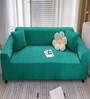 Green Solid Jacquard 2 Seater Stretchable Sofa Cover