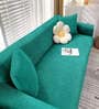 Green Solid Jacquard 2 Seater Stretchable Sofa Cover