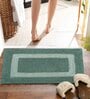 Green Geometric MicroFibre 14x10 Inches Antiskid Bath Mats