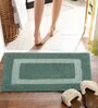 Green Geometric MicroFibre 15x10 Inches Antiskid Bath Mats