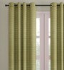 Green Striped Faux Silk 9 Ft Light Filtering Eyelet Door Curtain