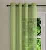 Green Solid Sheer 9 Feet Eyelet Curtains & Drapes