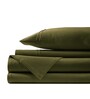 Green Solid 400 TC Cotton Satin King Bedsheet With 2 Pillow Covers