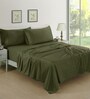 Green Solid 400 TC Cotton Satin King Bedsheet With 2 Pillow Covers
