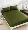 Green Solid 400 TC Cotton Satin King Bedsheet With 2 Pillow Covers