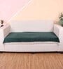 Green Solid Velvet 1 Seater Quilted Sofa Cover (Protector) with Tassel