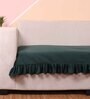 Green Solid Velvet 2 Seater Quilted Sofa Cover (Protector) with Frill