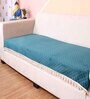 Green Solid Velvet 2 Seater Quilted Sofa Cover (Protector) with Tassel