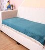 Green Solid Velvet 3 Seater Quilted Sofa Cover (Protector) with Tassel
