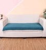 Green Solid Velvet 3 Seater Quilted Sofa Cover (Protector) with Tassel