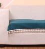 Green Solid Velvet 3 Seater Quilted Sofa Cover (Protector) with Tassel