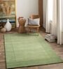 Green Solid Wool 5 ft x 7 ft Hand Woven Carpet