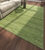 Green Solid Wool 5 ft X 8 ft Hand Tufted Rectangle Carpet