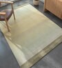 Green Solid Wool and Viscose 6 ft X 9 ft Hand Woven Carpet
