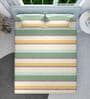 Green Stripe 144 TC Cotton King Sized Double Bedsheet with 2 Pillow Covers Nautical Stripes Collection