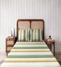 Green Stripe 144 TC Cotton King Sized Double Bedsheet with 2 Pillow Covers Nautical Stripes Collection