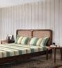 Green Stripe 144 TC Cotton King Sized Double Bedsheet with 2 Pillow Covers Nautical Stripes Collection