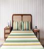 Green Stripe 144 TC Cotton Queen Sized Double Bedsheet with 2 Pillow Covers Nautical Stripes Collection