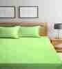 Green Striped 300 TC Cotton Blend King Sized Bed Sheets with 2 Pillow Covers