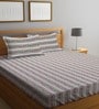 Green Striped 300 TC Cotton King Sized Bed Sheets with 2 Pillow Covers