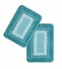 Green Geometric Microfibre 20x14 Inches AntiSkid Bath Mats (Set of 2)