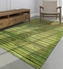 Green Stripes Wool & Viscose 6 ft x 9 ft Hand Tufted Carpet