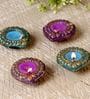 Green Terracotta Handcrafted Wax Filled Diyas Set Of 4,