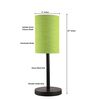 Green Texture Cylinder Fabric Shade Table Lamp, Minimalist Bedside Lamp with Metal Base for Bedroom, Living Room & Study