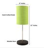 Green Texture Cylinder Fabric Shade with Modern Silver & Black Table Lamp for Bedroom & Living Room