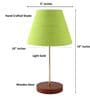 Green Texture Fabric Shade Table Lamp, Brown Wooden Base Bedside & Desk Light for Bedroom, Living Room & Home Decor