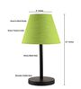 Green Texture Fabric Shade Table Lamp, Minimalist Bedside Lamp with Metal Base for Bedroom, Living Room & Study