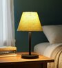 Green Texture Fabric Shade Table Lamp, Minimalist Bedside Lamp with Metal Base for Bedroom, Living Room & Study