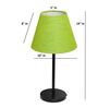 Green Texture Fabric Shade Table Lamp, Modern Bedside & Desk Lamp with Metal Base for Bedroom, Living Room & Home Decor