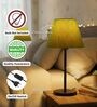 Green Texture Fabric Shade Table Lamp, Modern Bedside & Desk Lamp with Metal Base for Bedroom, Living Room & Home Decor