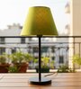 Green Texture Fabric Shade Table Lamp, Modern Bedside & Desk Lamp with Metal Base for Bedroom, Living Room & Home Decor