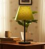 Green Texture Fabric Shade Table Lamp, Modern Bedside & Desk Lamp with Metal Base for Bedroom, Living Room & Home Decor
