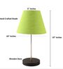 Green Texture Fabric Shade with Modern Silver & Black Table Lamp for Bedroom & Living Room