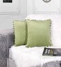Green Textured Velvet 12 x 12 Inches Cushion Covers (Set of 2)