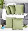 Green Textured Velvet 16 x 16 Inches Cushion Covers (Set of 5)