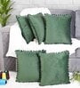 Green Textured Velvet 16 x 16 Inches Cushion Covers (Set of 5)