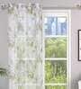 White Floral Tissue 7 Ft Semisheer Eyelet Door Curtains (Set of 2)
