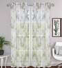 White Floral Tissue 7 Ft Semisheer Eyelet Door Curtains (Set of 2)