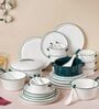 Toujours 31 Pcs White & Green Ceramic Dinnerware Set