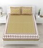 Green Abstract 120 TC Cotton Queen Sized Bedsheet with 2 Pillow Cover
