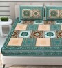 Green Traditional 144 TC Cotton Double Queen Bedsheet With 2 Pillow Covers
