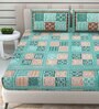 Green Traditional 144 TC Cotton Double Queen Bedsheet With 2 Pillow Covers