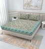 Green Traditional 144 TC Cotton Double Queen Bedsheet With 2 Pillow Covers